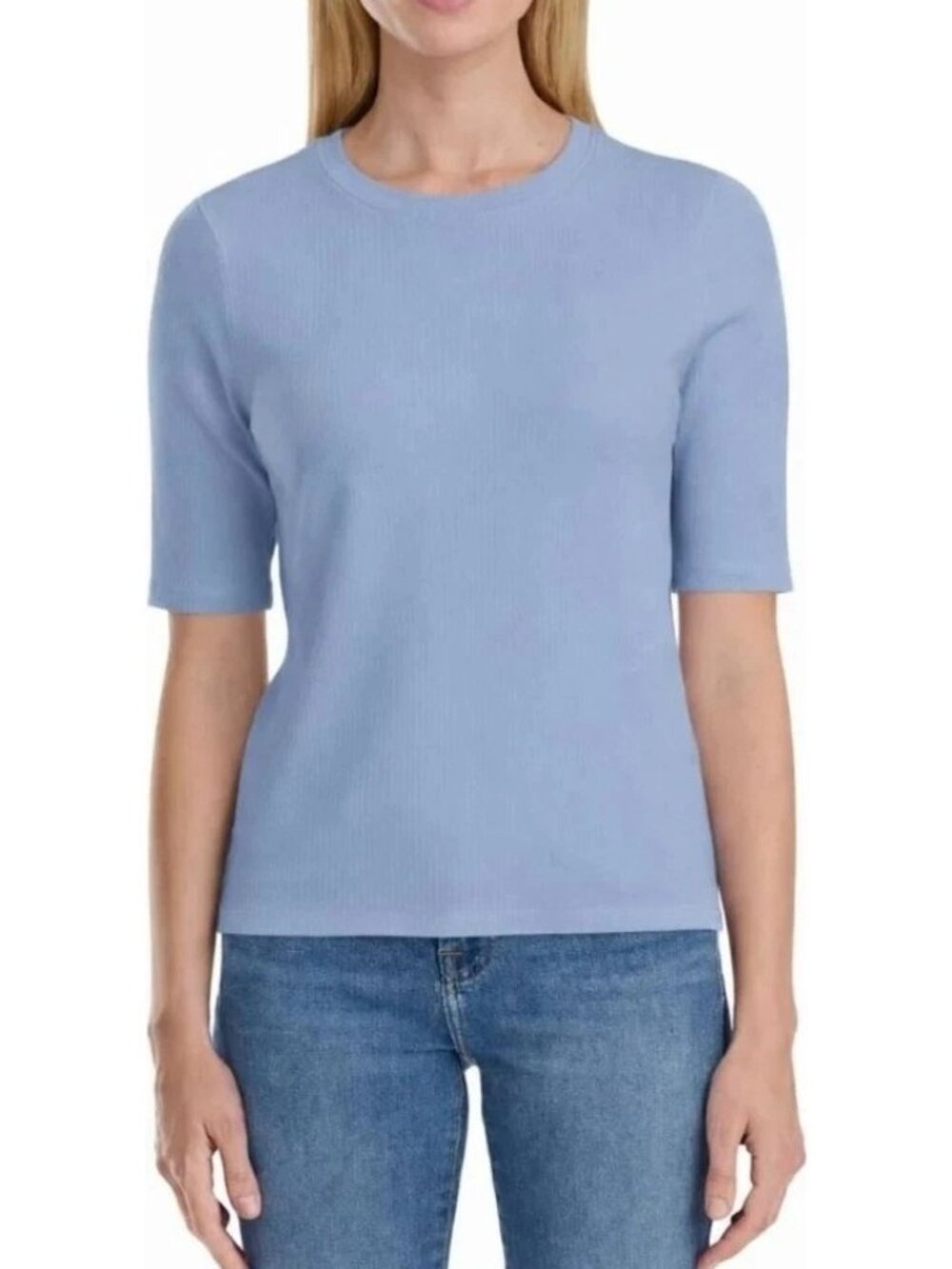 Splendid Womens Ribbed Short Sleeve Top XXL Blue